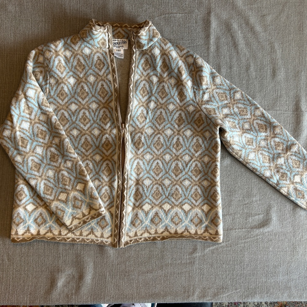 Pendleton Beige and Blue Patterned Jacket - image 1